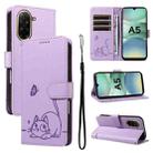 For Redmi A5 4G 173.3mm Adorable Cat Embossed Pattern Flip Leather Phone Case(Purple) - 1