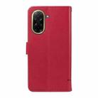 For Redmi A5 4G 173.3mm Adorable Cat Embossed Pattern Flip Leather Phone Case(Red) - 3