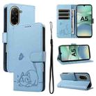 For Redmi A5 4G 173.3mm Adorable Cat Embossed Pattern Flip Leather Phone Case(Sky Blue) - 1