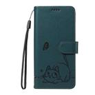 For Redmi Note 13 Pro 4G / 14S 4G Adorable Cat Embossed Pattern Flip Leather Phone Case(Dark Green) - 2