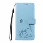 For Redmi Note 13 Pro 4G / 14S 4G Adorable Cat Embossed Pattern Flip Leather Phone Case(Sky Blue) - 2