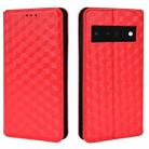 For Google Pixel 6 Pro Cubic Grid Texture Flip Leather Phone Case(Red) - 2