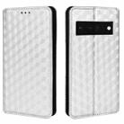 For Google Pixel 6 Pro Cubic Grid Texture Flip Leather Phone Case(Silver) - 2