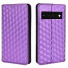For Google Pixel 6 Pro Cubic Grid Texture Flip Leather Phone Case(Purple) - 2