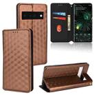 For Google Pixel 6 Pro Cubic Grid Texture Flip Leather Phone Case(Brown) - 1