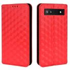 For Google Pixel 6a Cubic Grid Texture Flip Leather Phone Case(Red) - 2