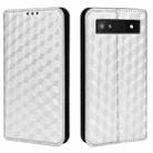 For Google Pixel 6a Cubic Grid Texture Flip Leather Phone Case(Silver) - 2