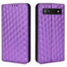 For Google Pixel 6a Cubic Grid Texture Flip Leather Phone Case(Purple) - 2
