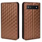 For Google Pixel 6a Cubic Grid Texture Flip Leather Phone Case(Brown) - 2