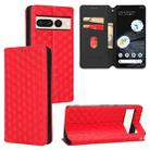 For Google Pixel 7 Pro Cubic Grid Texture Flip Leather Phone Case(Red) - 1