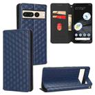 For Google Pixel 7 Pro Cubic Grid Texture Flip Leather Phone Case(Blue) - 1