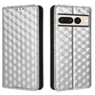 For Google Pixel 7 Pro Cubic Grid Texture Flip Leather Phone Case(Silver) - 2