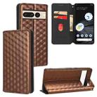 For Google Pixel 7 Pro Cubic Grid Texture Flip Leather Phone Case(Brown) - 1