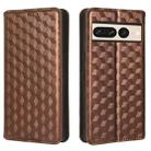 For Google Pixel 7 Pro Cubic Grid Texture Flip Leather Phone Case(Brown) - 2
