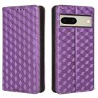 For Google Pixel 7 Cubic Grid Texture Flip Leather Phone Case(Purple) - 2