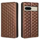 For Google Pixel 7 Cubic Grid Texture Flip Leather Phone Case(Brown) - 2