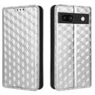 For Google Pixel 7a Cubic Grid Texture Flip Leather Phone Case(Silver) - 2