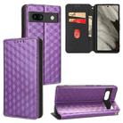 For Google Pixel 7a Cubic Grid Texture Flip Leather Phone Case(Purple) - 1