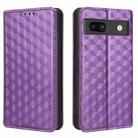 For Google Pixel 7a Cubic Grid Texture Flip Leather Phone Case(Purple) - 2