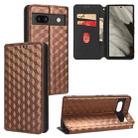 For Google Pixel 7a Cubic Grid Texture Flip Leather Phone Case(Brown) - 1