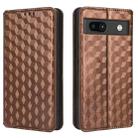 For Google Pixel 7a Cubic Grid Texture Flip Leather Phone Case(Brown) - 2