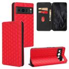 For Google Pixel 8 Pro Cubic Grid Texture Flip Leather Phone Case(Red) - 1