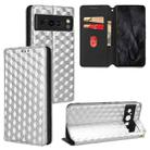 For Google Pixel 8 Pro Cubic Grid Texture Flip Leather Phone Case(Silver) - 1