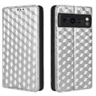 For Google Pixel 8 Pro Cubic Grid Texture Flip Leather Phone Case(Silver) - 2
