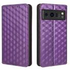 For Google Pixel 8 Pro Cubic Grid Texture Flip Leather Phone Case(Purple) - 2