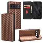 For Google Pixel 8 Pro Cubic Grid Texture Flip Leather Phone Case(Brown) - 1