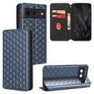 For Google Pixel 8 Cubic Grid Texture Flip Leather Phone Case(Blue) - 1