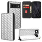 For Google Pixel 8 Cubic Grid Texture Flip Leather Phone Case(Silver) - 1