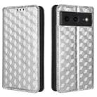 For Google Pixel 8 Cubic Grid Texture Flip Leather Phone Case(Silver) - 2