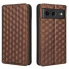 For Google Pixel 8 Cubic Grid Texture Flip Leather Phone Case(Brown) - 2