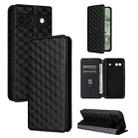 For Google Pixel 8a Cubic Grid Texture Flip Leather Phone Case(Black) - 1