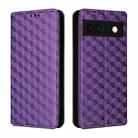 For Google Pixel 8a Cubic Grid Texture Flip Leather Phone Case(Purple) - 2