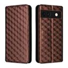 For Google Pixel 8a Cubic Grid Texture Flip Leather Phone Case(Brown) - 2