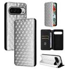 For Google Pixel 9 Pro XL Cubic Grid Texture Flip Leather Phone Case(Silver) - 1