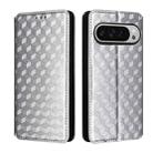 For Google Pixel 9 Pro XL Cubic Grid Texture Flip Leather Phone Case(Silver) - 2