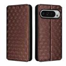 For Google Pixel 9 Pro XL Cubic Grid Texture Flip Leather Phone Case(Brown) - 2