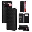 For Google Pixel 9 / Pixel 9 Pro Cubic Grid Texture Flip Leather Phone Case(Black) - 1