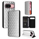 For Google Pixel 9 / Pixel 9 Pro Cubic Grid Texture Flip Leather Phone Case(Silver) - 1