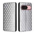 For Google Pixel 9 / Pixel 9 Pro Cubic Grid Texture Flip Leather Phone Case(Silver) - 2