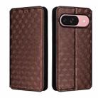 For Google Pixel 9 / Pixel 9 Pro Cubic Grid Texture Flip Leather Phone Case(Brown) - 2