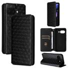 For Google Pixel 9a Cubic Grid Texture Flip Leather Phone Case(Black) - 1