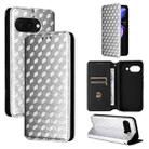 For Google Pixel 9a Cubic Grid Texture Flip Leather Phone Case(Silver) - 1