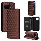 For Google Pixel 9a Cubic Grid Texture Flip Leather Phone Case(Brown) - 1