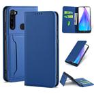 For Xiaomi Redmi Note 8T(India Version) Strong Magnetism Shockproof Horizontal Flip Liquid Feel Leather Case with Holder & Card Slots & Wallet(Blue) - 1