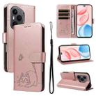 For Honor 400 Pro Global 160.8mm Adorable Cat Embossed Pattern Flip Leather Phone Case(Rose Gold) - 1