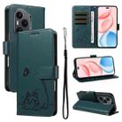 For Honor 400 Pro Global 160.8mm Adorable Cat Embossed Pattern Flip Leather Phone Case(Dark Green) - 1